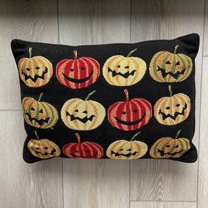 Cute Pumpkin Fall Halloween Cushion Black and Orange